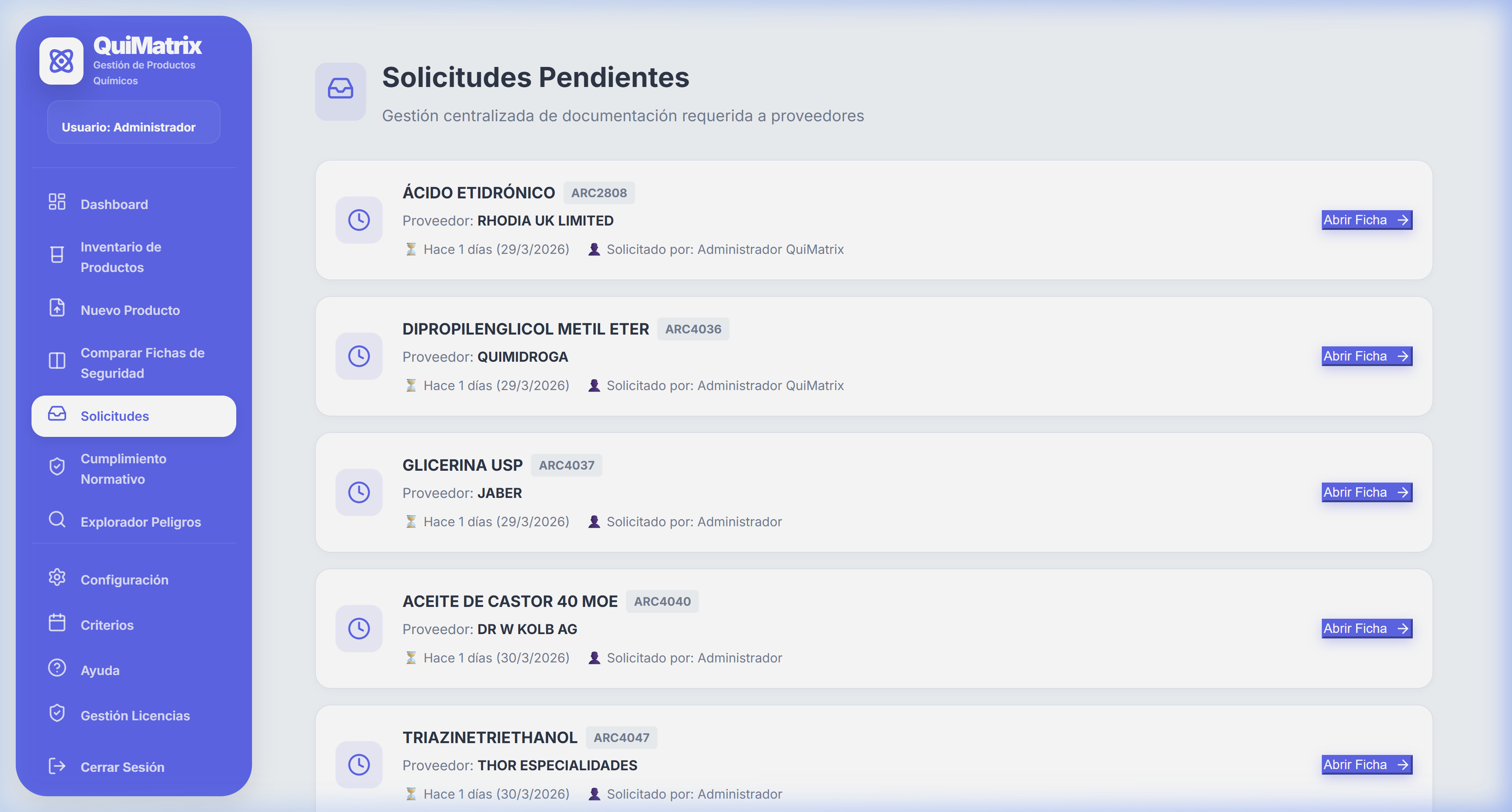 Solicitudes Administrador